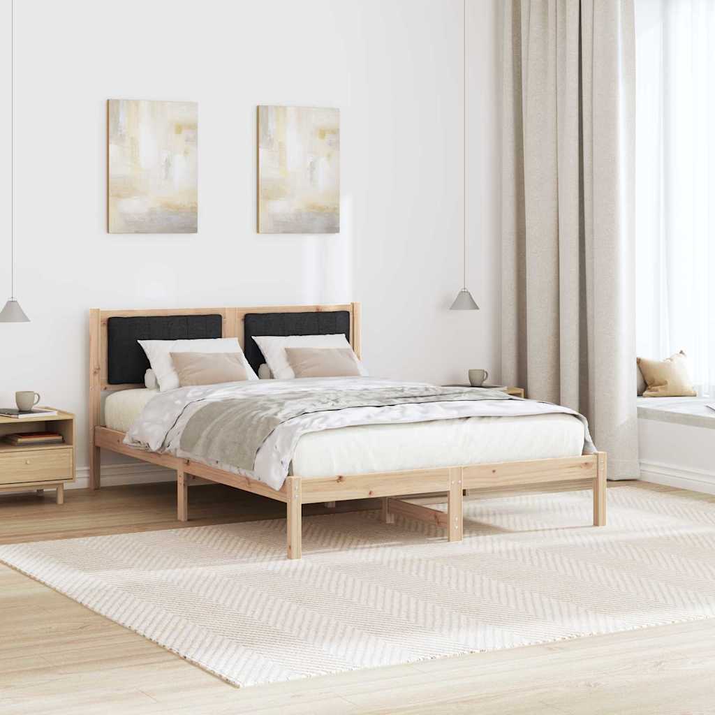 Bed Frame with Upholstered Headboard Black 140 x 200 cm
